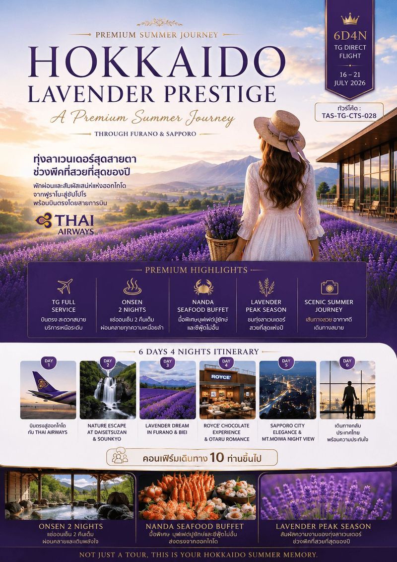ทัวร์ญี่ปุ่น HOKKAIDO LAVENDER PRESTIGE 6DAYS 4NIGHTS TG